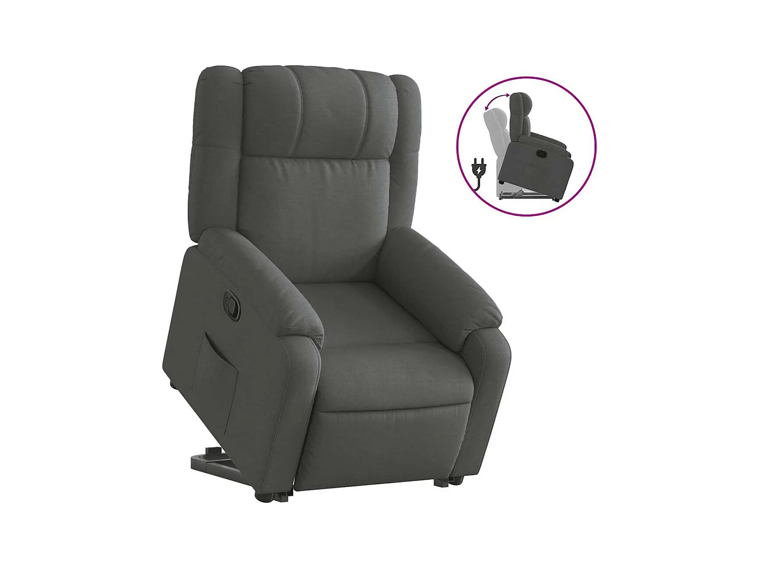 Sillón de relax | Silla | Sillón reclinable elevable de tela gris oscuro SHL8063