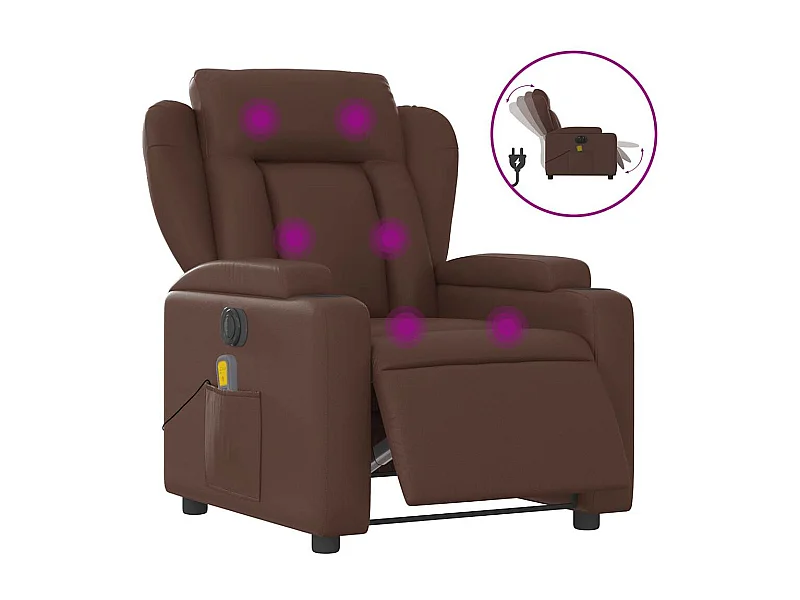 Fauteuil inclinable électrique-Fauteuil de massage pour Salon marron similicuir SHL3755