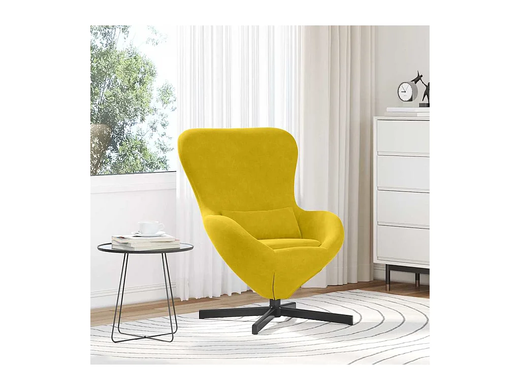Sillón de relax | Sillón huevo Amarillo 63x73x90 cm Terciopelo SHL3510