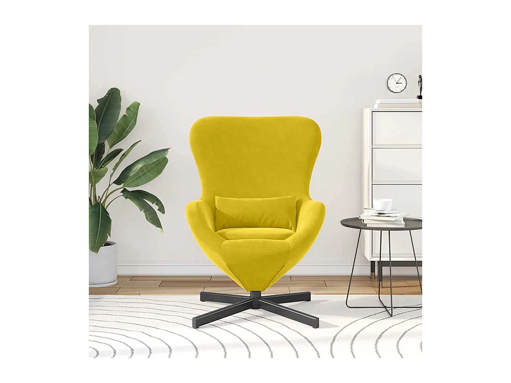 Sillón de relax | Sillón huevo Amarillo 63x73x90 cm Terciopelo SHL3510