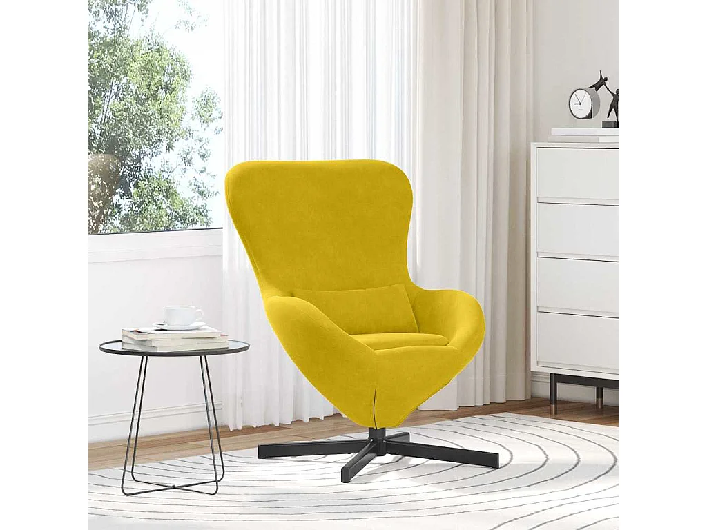 Sillón de relax | Sillón huevo Amarillo 63x73x90 cm Terciopelo SHL3510