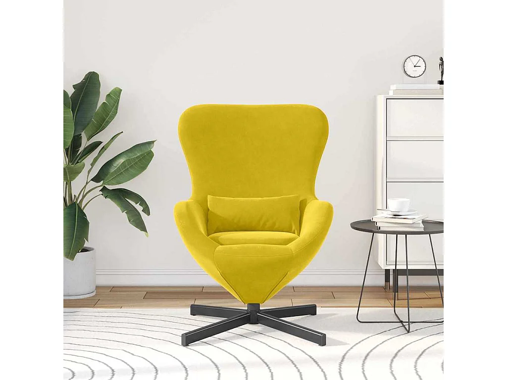 Sillón de relax | Sillón huevo Amarillo 63x73x90 cm Terciopelo SHL3510