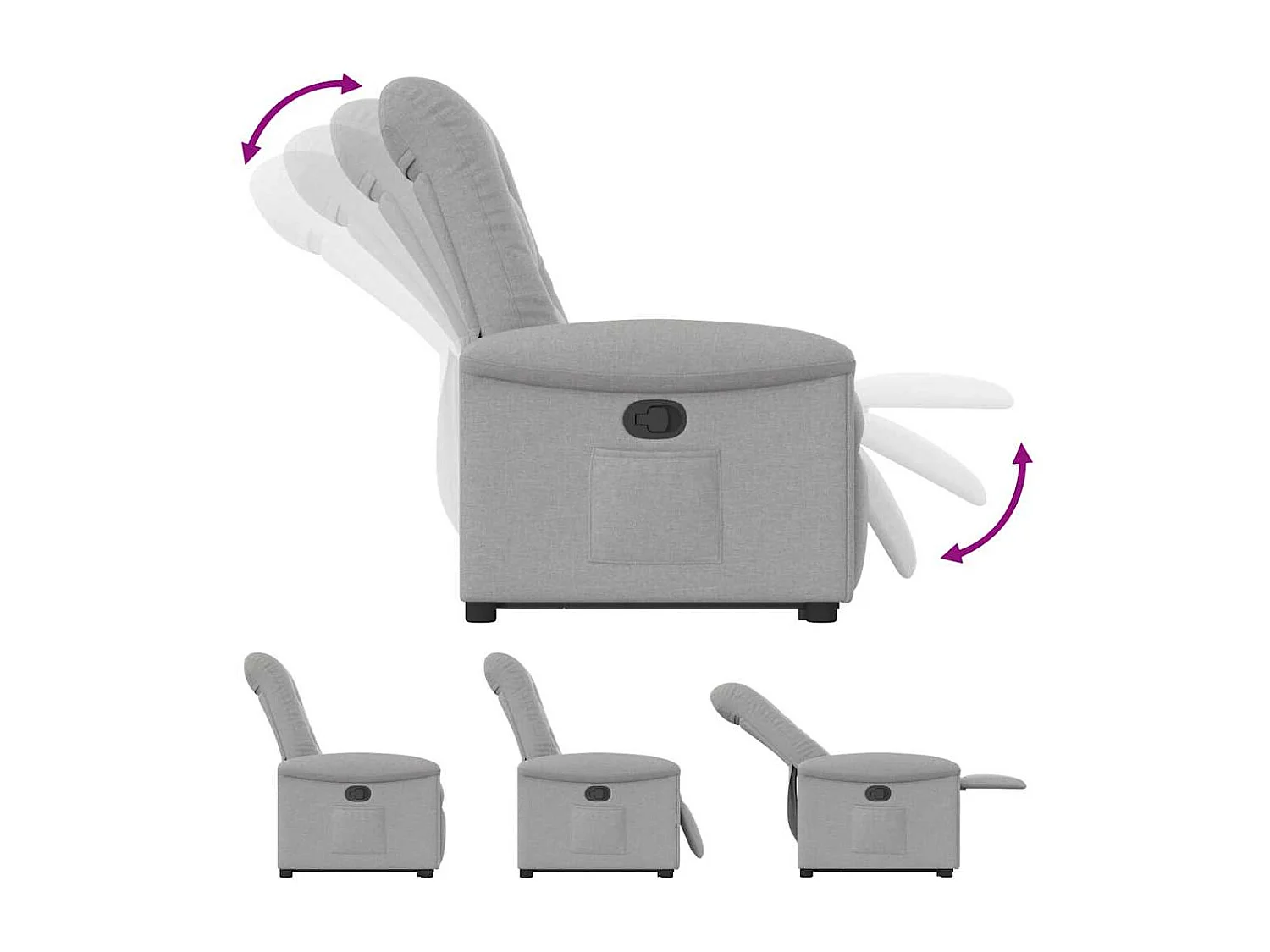 Sillón de relax | Silla | Sillón reclinable elevable de tela gris nube SHL2377