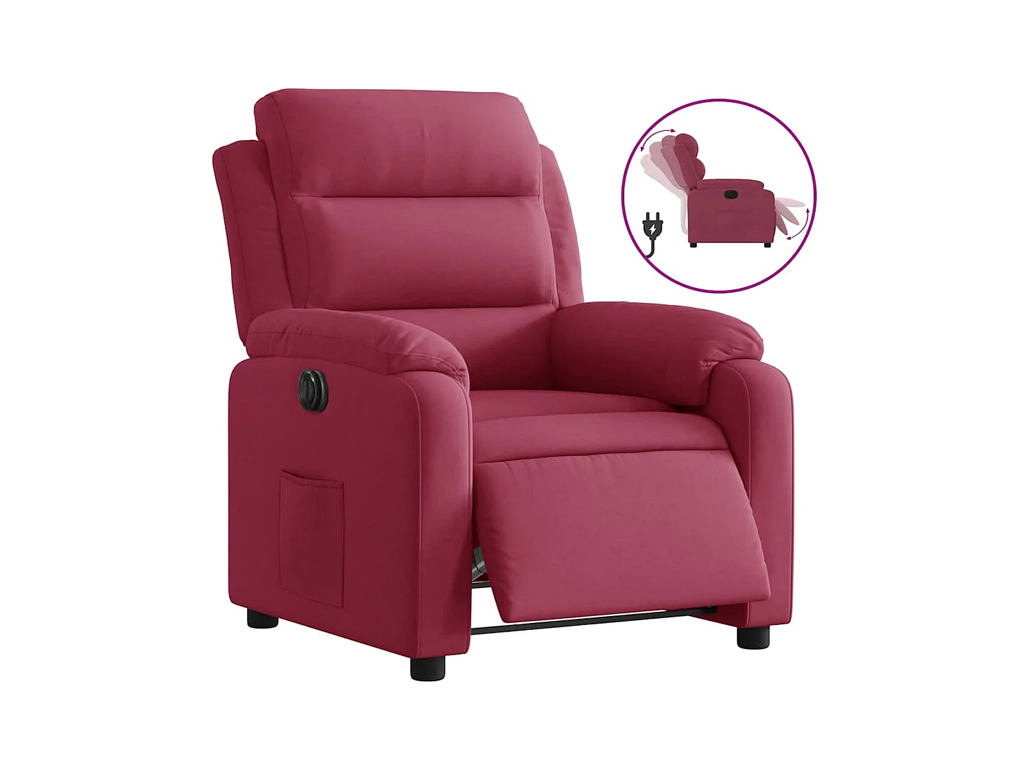 Poltrona elétrica reclinável veludo vermelho tinto SHL433240