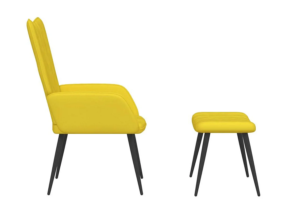 Relaxsessel mit Hocker | Lounge Sessel Senfgelb Samt SHL63723