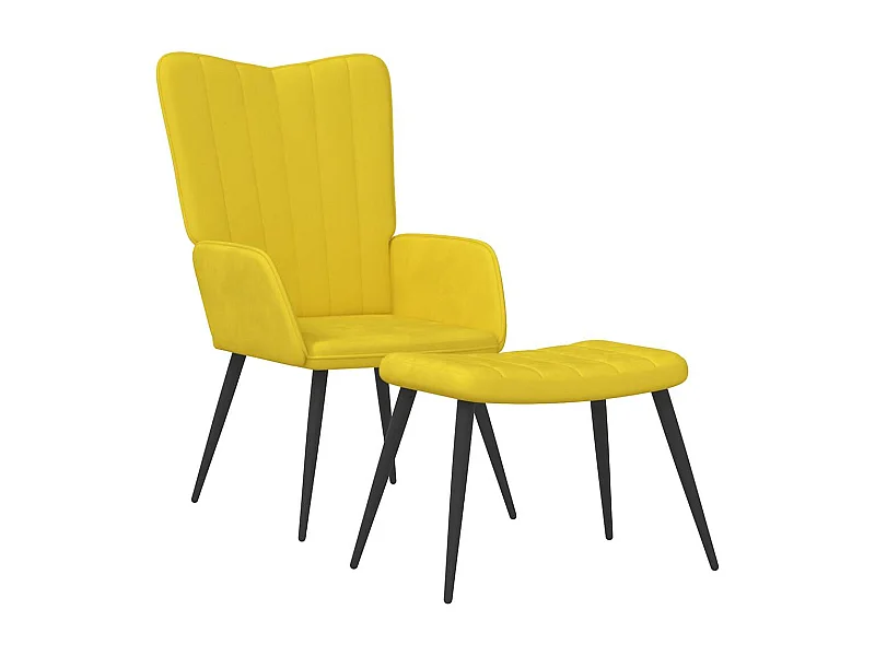 Poltrona | Cadeira Relax com banco veludo amarelo mostarda SHL904077
