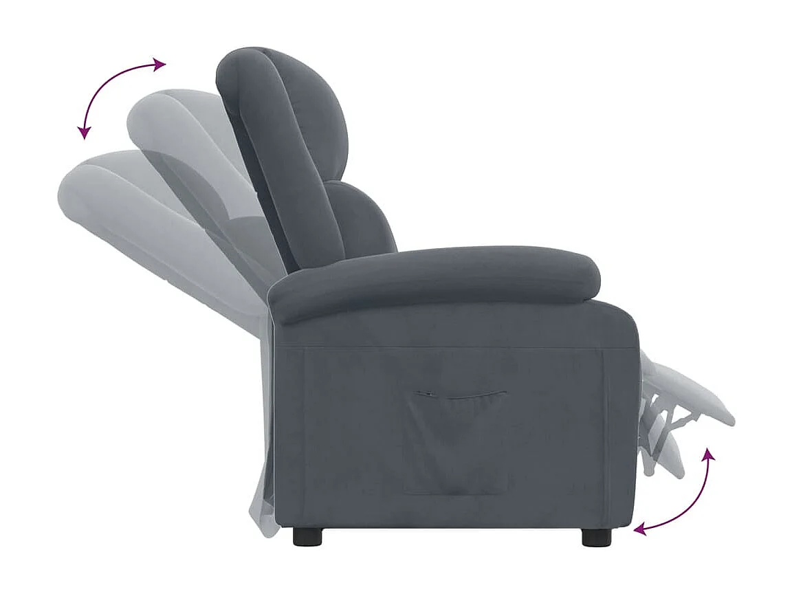 Fauteuil inclinable-Fauteuil de salon Gris foncé Velours SHL4601