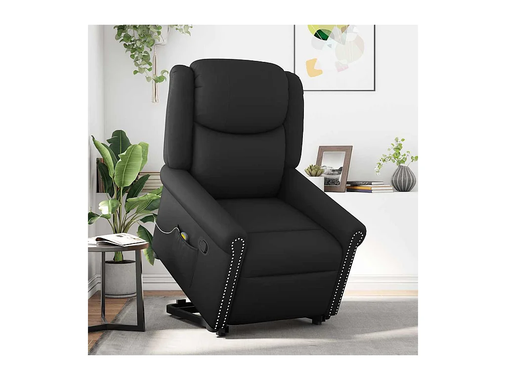Sillón de relax | Sillón reclinable de masaje pie cuero sintético negro brillante SHL8419