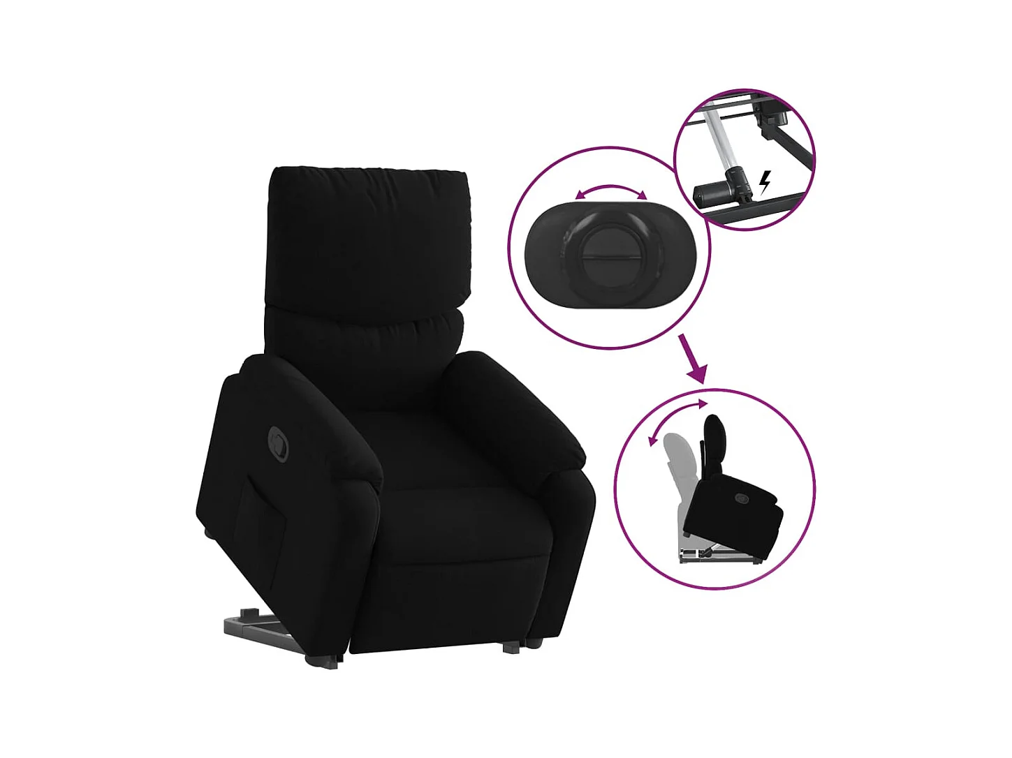 Sillón de relax | Silla | Sillón reclinable elevable tela negro SHL6708