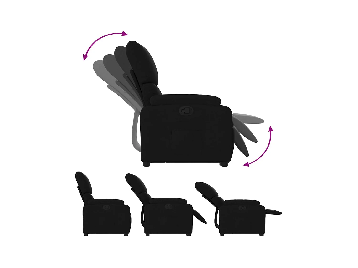 Sillón de relax | Silla | Sillón reclinable elevable tela negro SHL6708