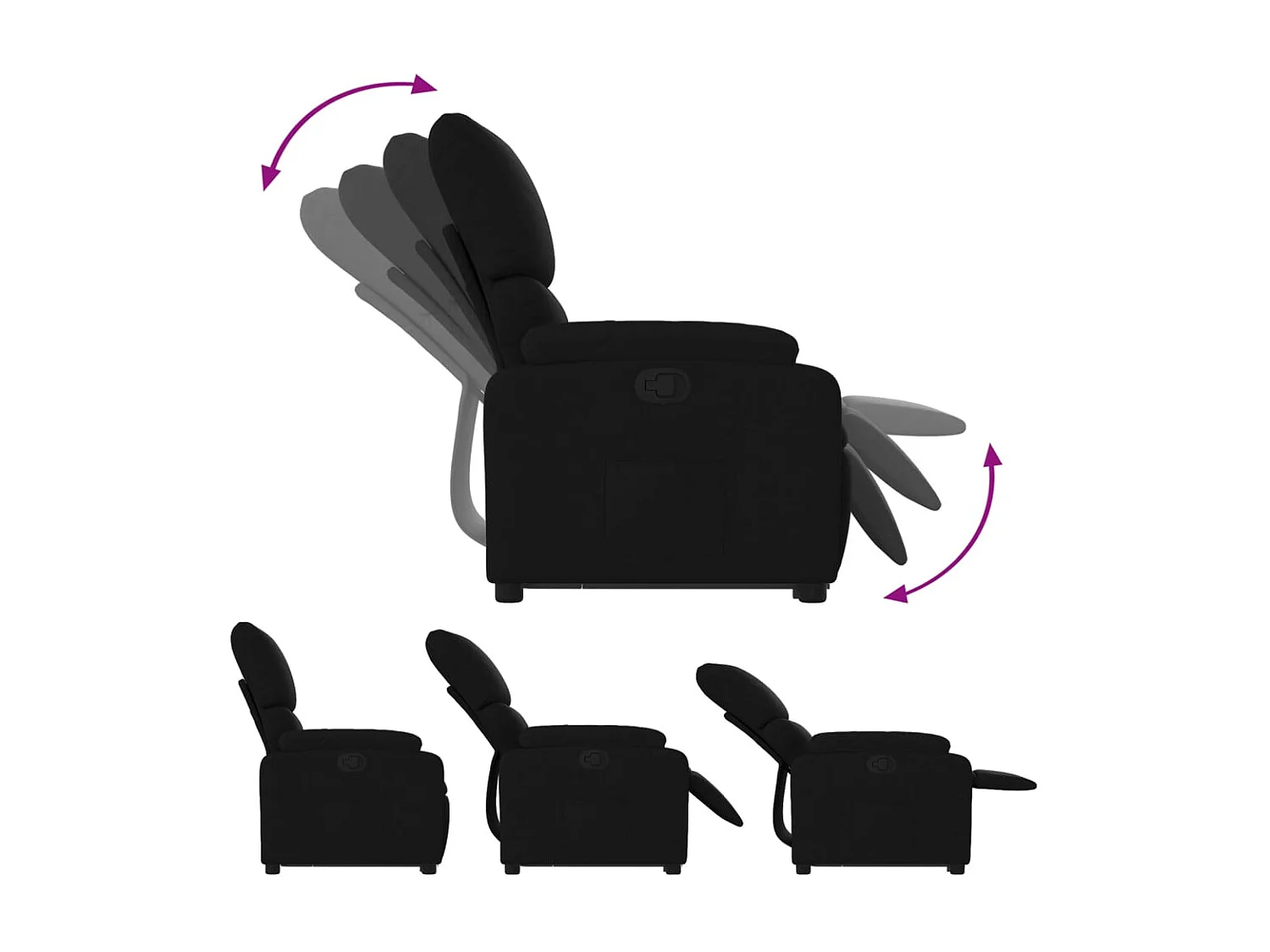 Fauteuil inclinable-Chaise de relax-Fauteuil salon noir tissu SHL1238