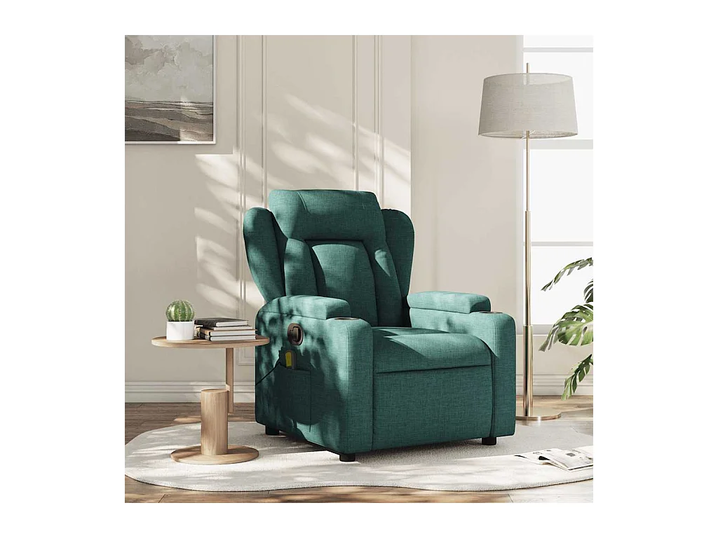 Fauteuil inclinable-Chaise de relax-Fauteuil de Massage vert foncé tissu SHL4701