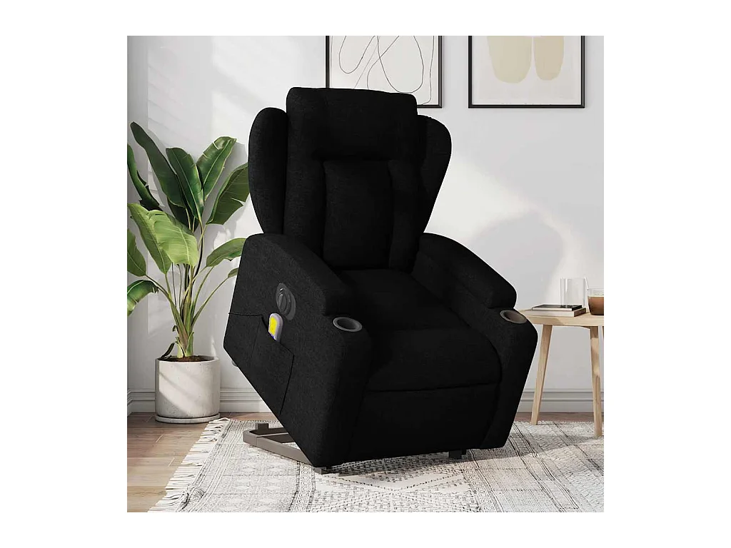 Sillón de salón | Silla | Sillón de masaje eléctrico reclinable elevable tela negro SHL9742