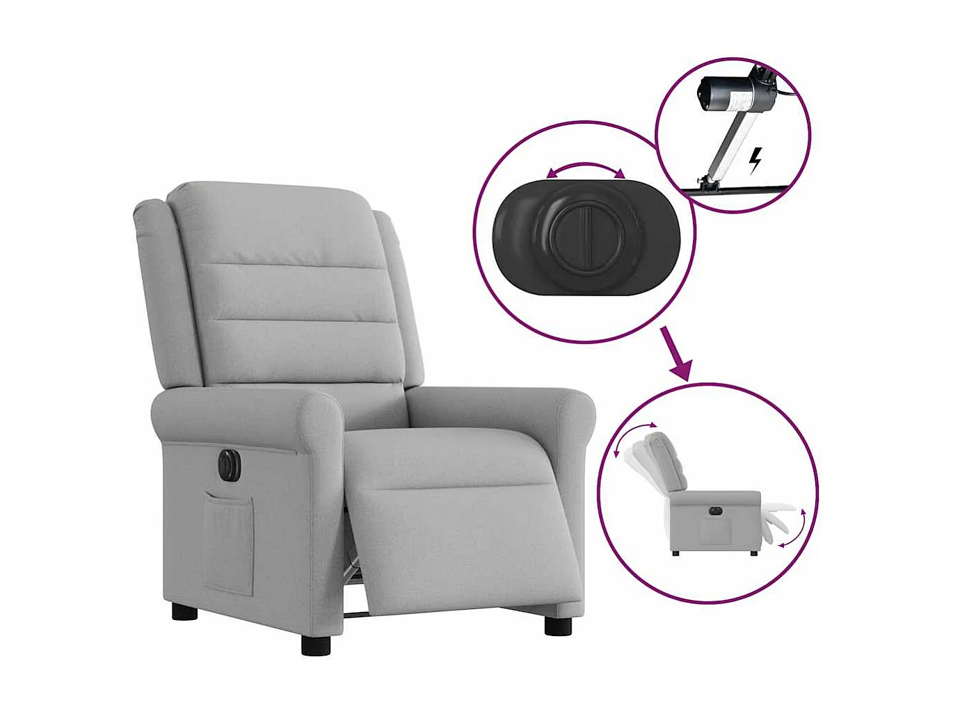 Sillón de relax | Silla | Sillón reclinable eléctrico de tela gris nube SHL2307