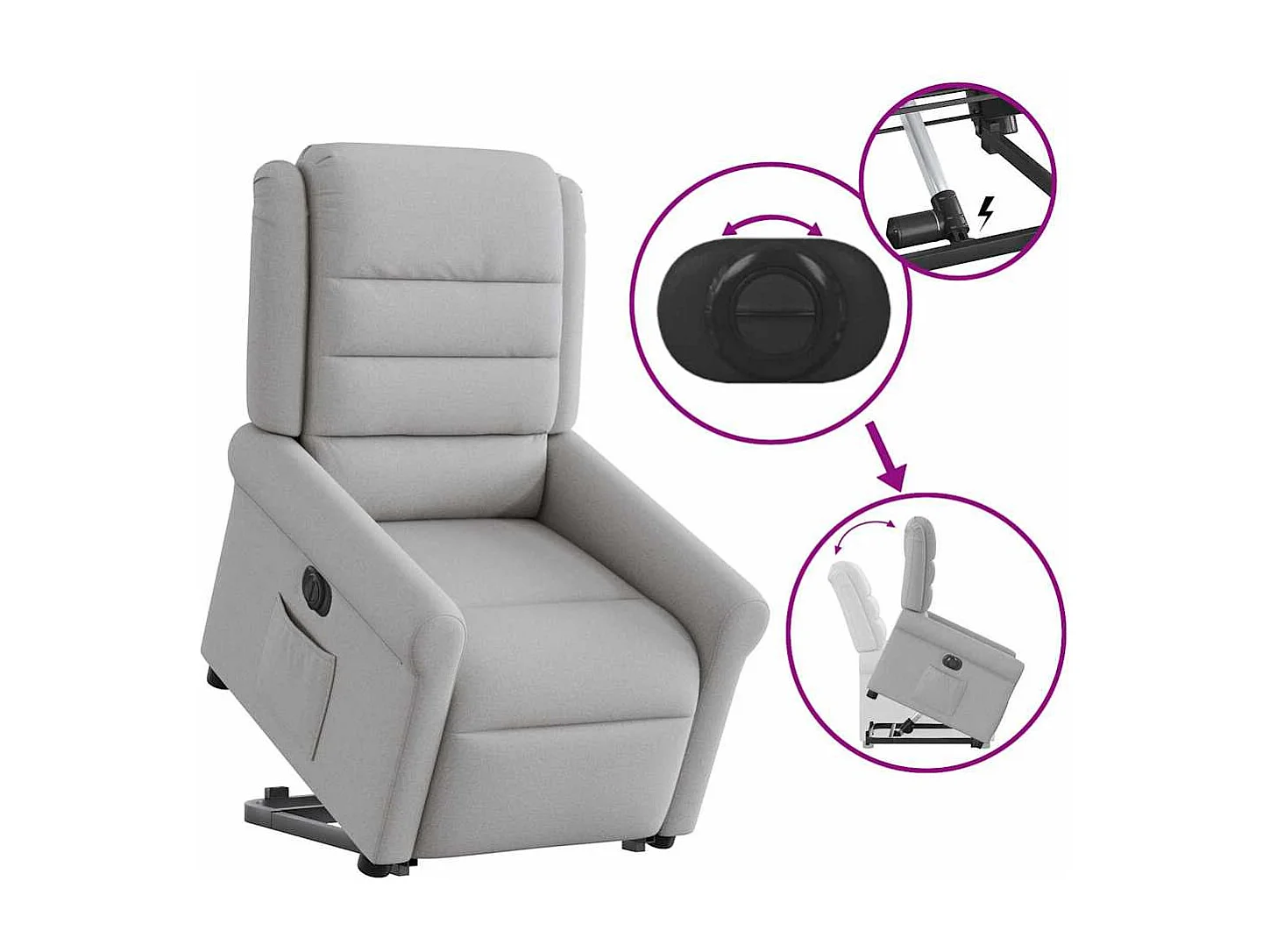 Fauteuil inclinable électrique-Chaise de relax-Fauteuil TV gris nuage tissu SHL4366