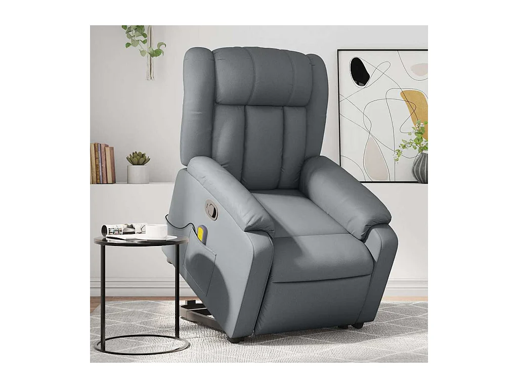 Sillón de relax | Sillón reclinable de masaje de pie cuero artificial gris SHL3704