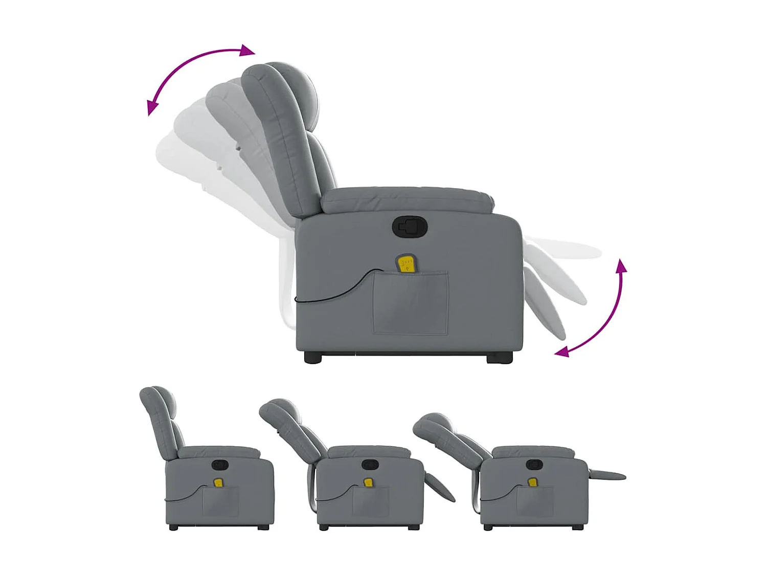 Sillón de relax | Sillón reclinable de masaje de pie cuero artificial gris SHL3704