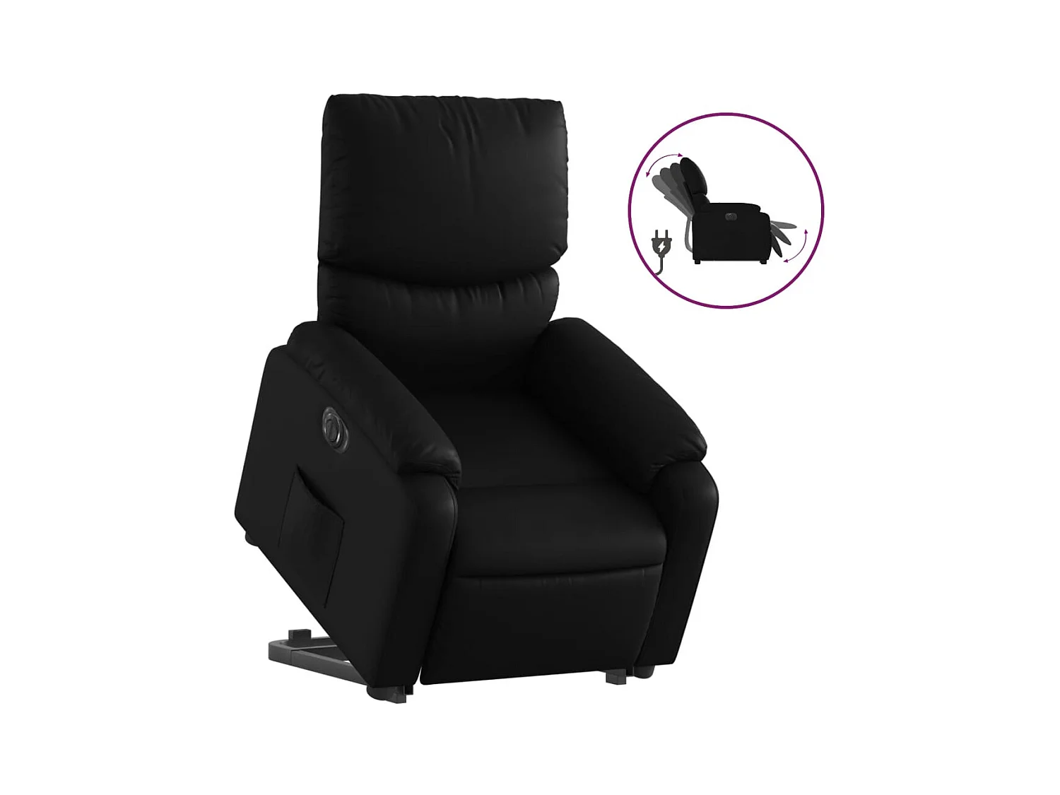 Fauteuil inclinable électrique-Chaise de relax-Fauteuil salon noir similicuir SHL5425