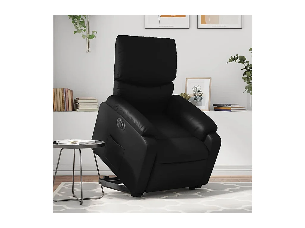 Fauteuil inclinable électrique-Chaise de relax-Fauteuil salon noir similicuir SHL5425