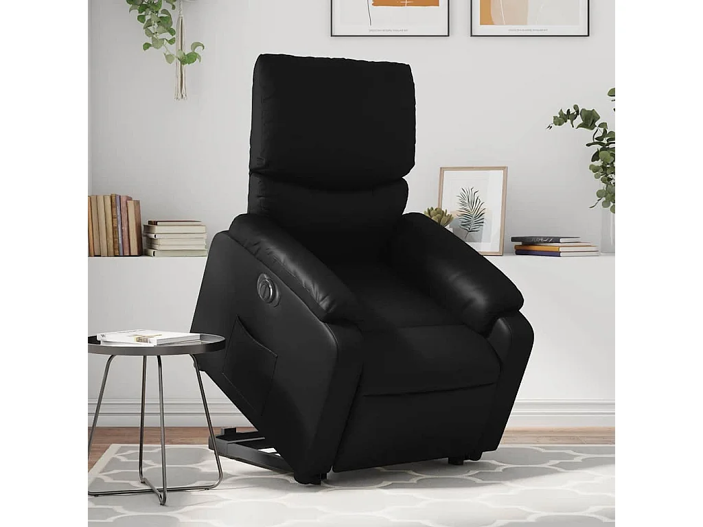 Fauteuil inclinable électrique-Chaise de relax-Fauteuil salon noir similicuir SHL5425