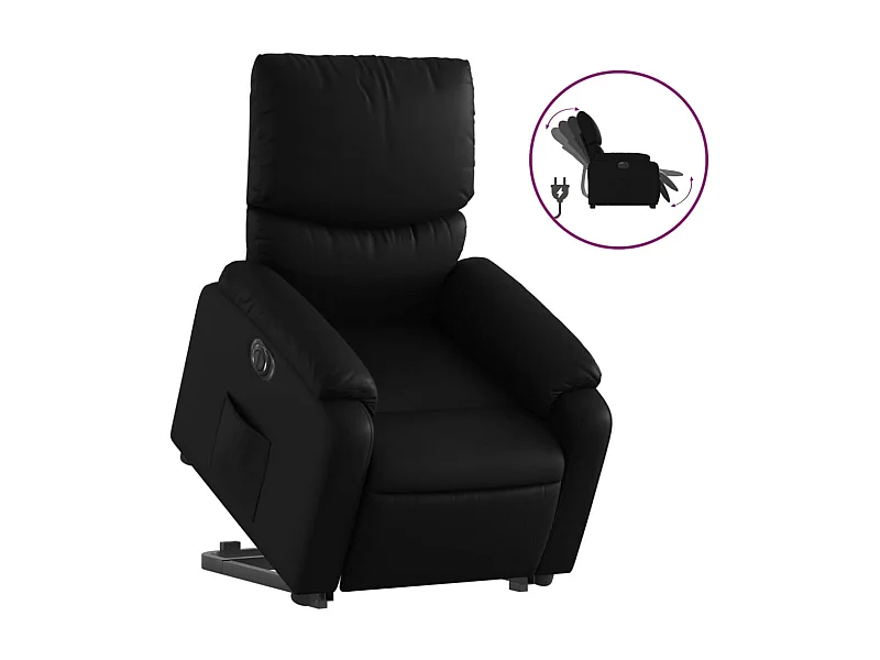 Fauteuil inclinable électrique-Chaise de relax-Fauteuil salon noir similicuir SHL5425
