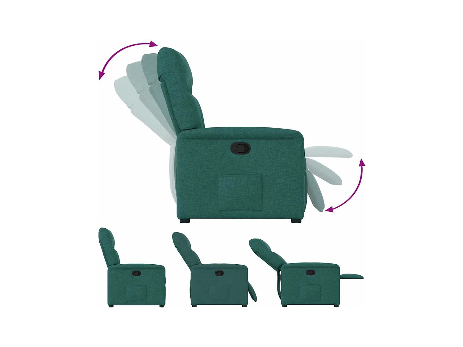 Sillón de relax | Silla | Sillón reclinable de tela verde oscuro SHL4705