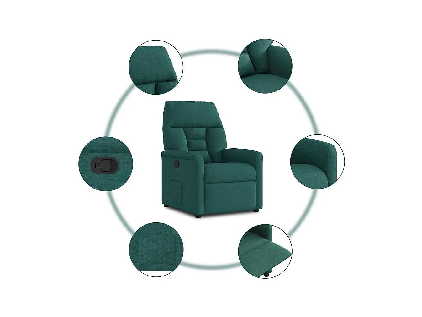 Sillón de relax | Silla | Sillón reclinable de tela verde oscuro SHL4705