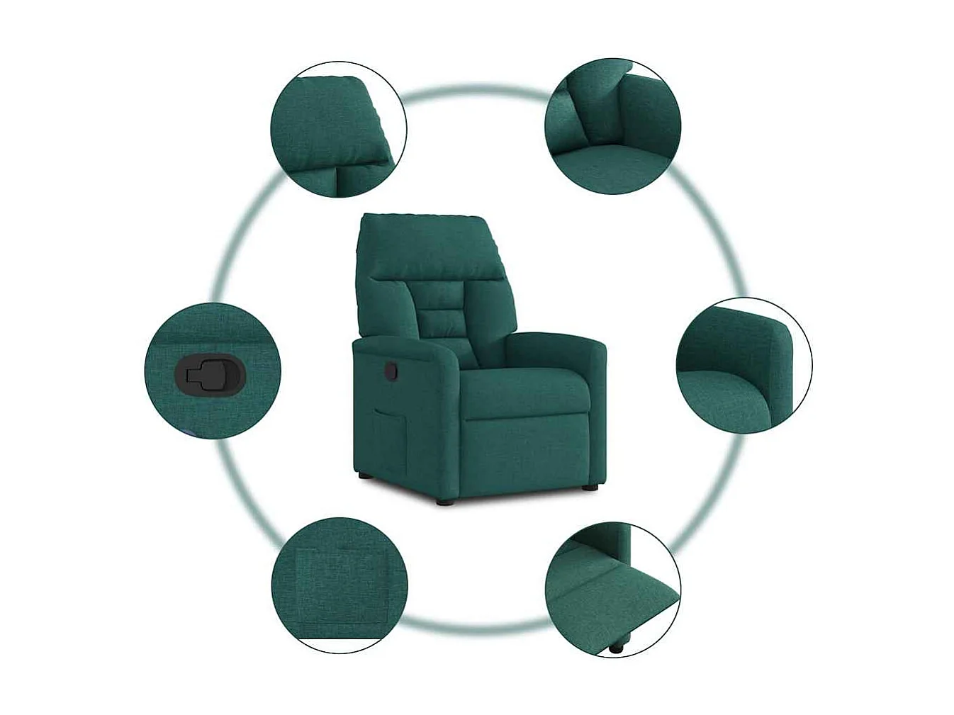 Fauteuil inclinable-Chaise de relax-Fauteuil TV Vert foncé Tissu SHL5342