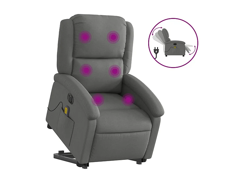 Fauteuil inclinable électrique-Chaise-Fauteuil de Massage Gris foncé Tissu SHL3307