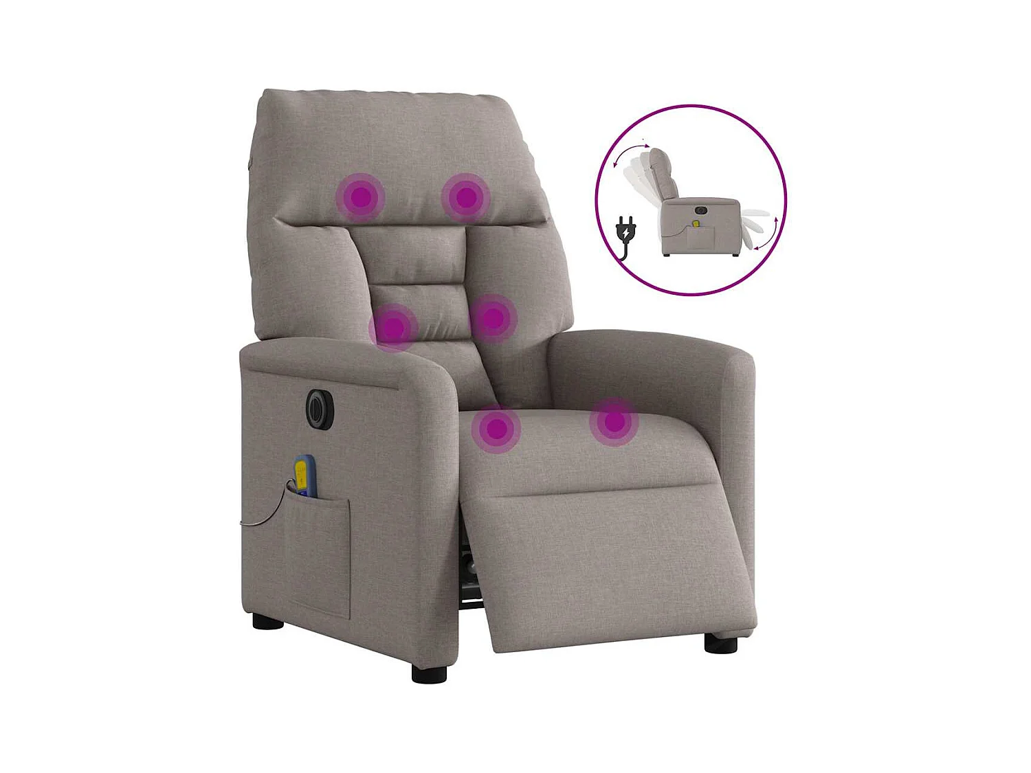 Sillón de relax | Sillón reclinable de masaje eléctrico tela gris taupe SHL2137