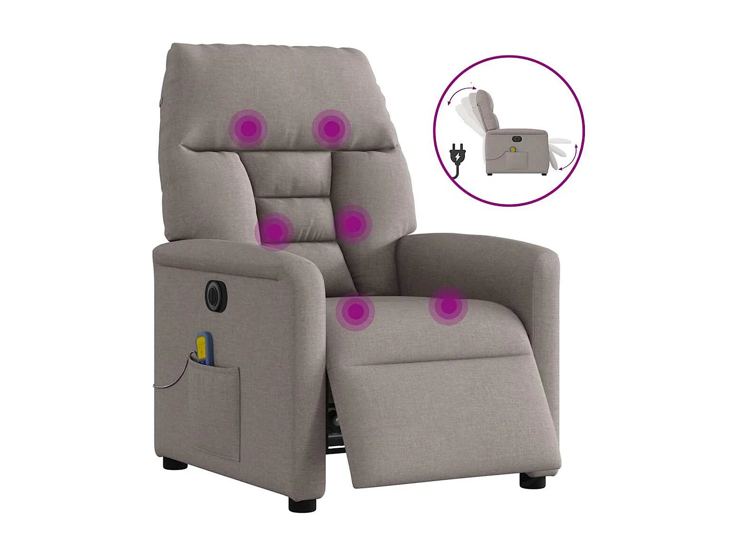 Fauteuil inclinable électrique-Fauteuil de massage de Salon Taupe Tissu SHL1301