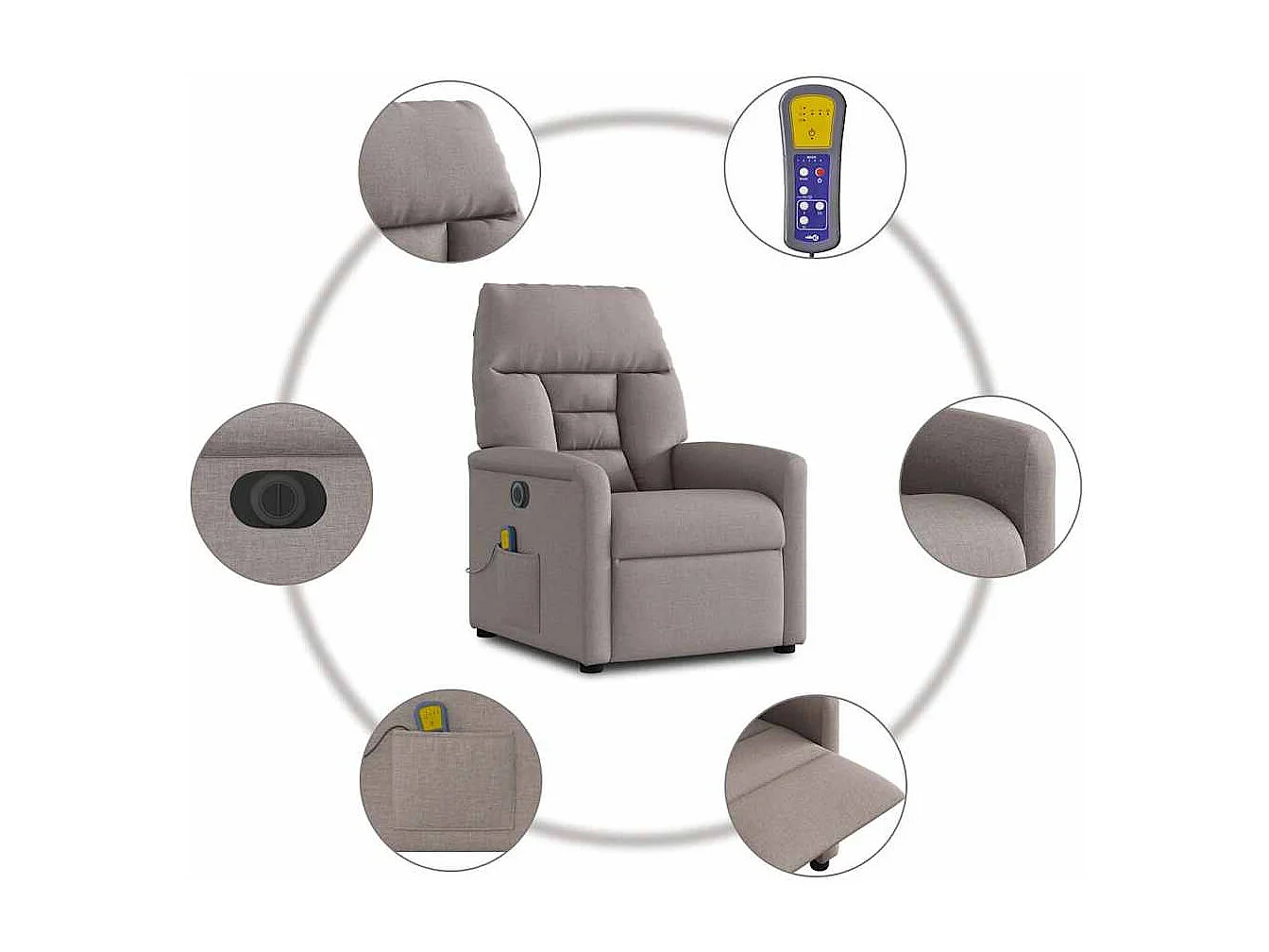 Fauteuil inclinable électrique-Fauteuil de massage de Salon Taupe Tissu SHL1301