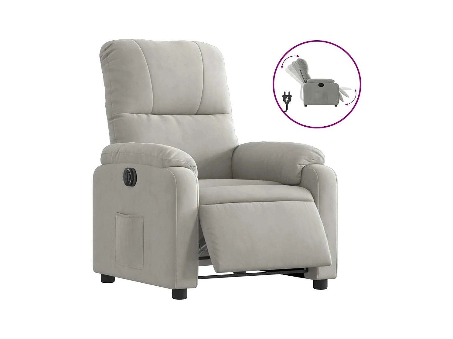Fauteuil inclinable électrique-Chaise de relax-Fauteuil salon gris clair tissu microfibre SHL1155