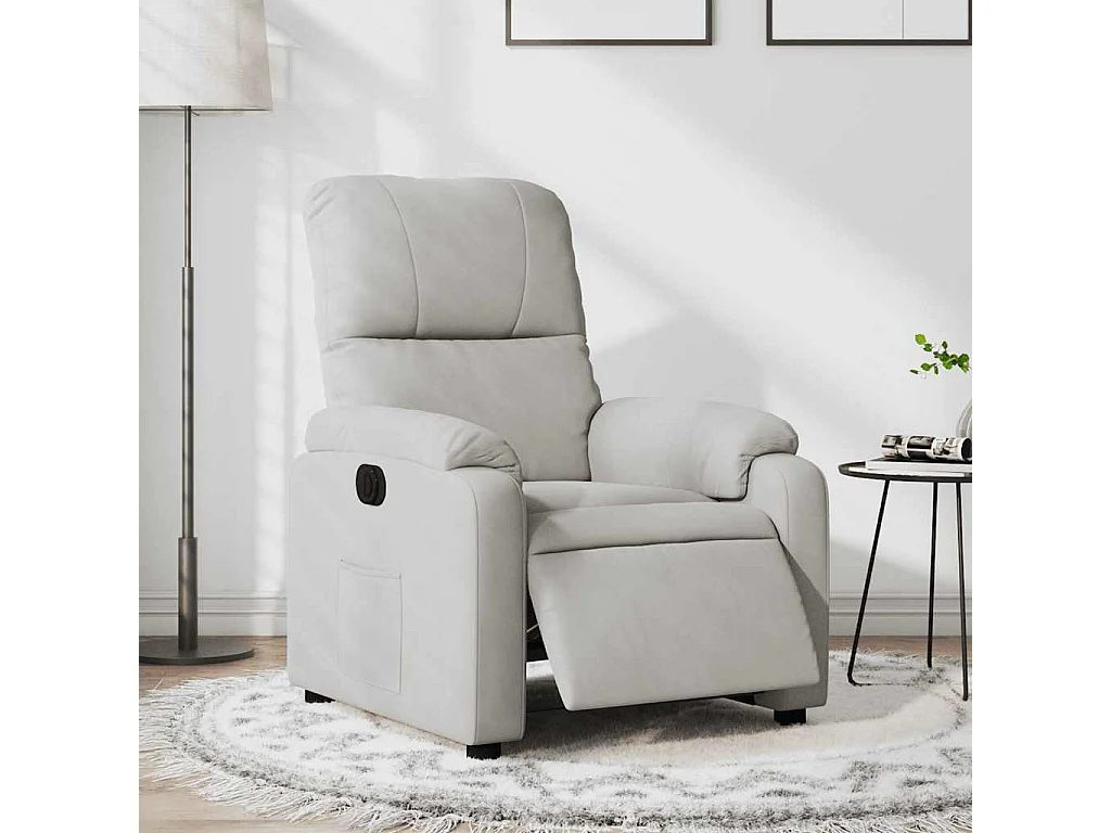 Relaxsessel Elektrisch | Lounge Sessel indoor Hellgrau Mikrofasergewebe SHL57353