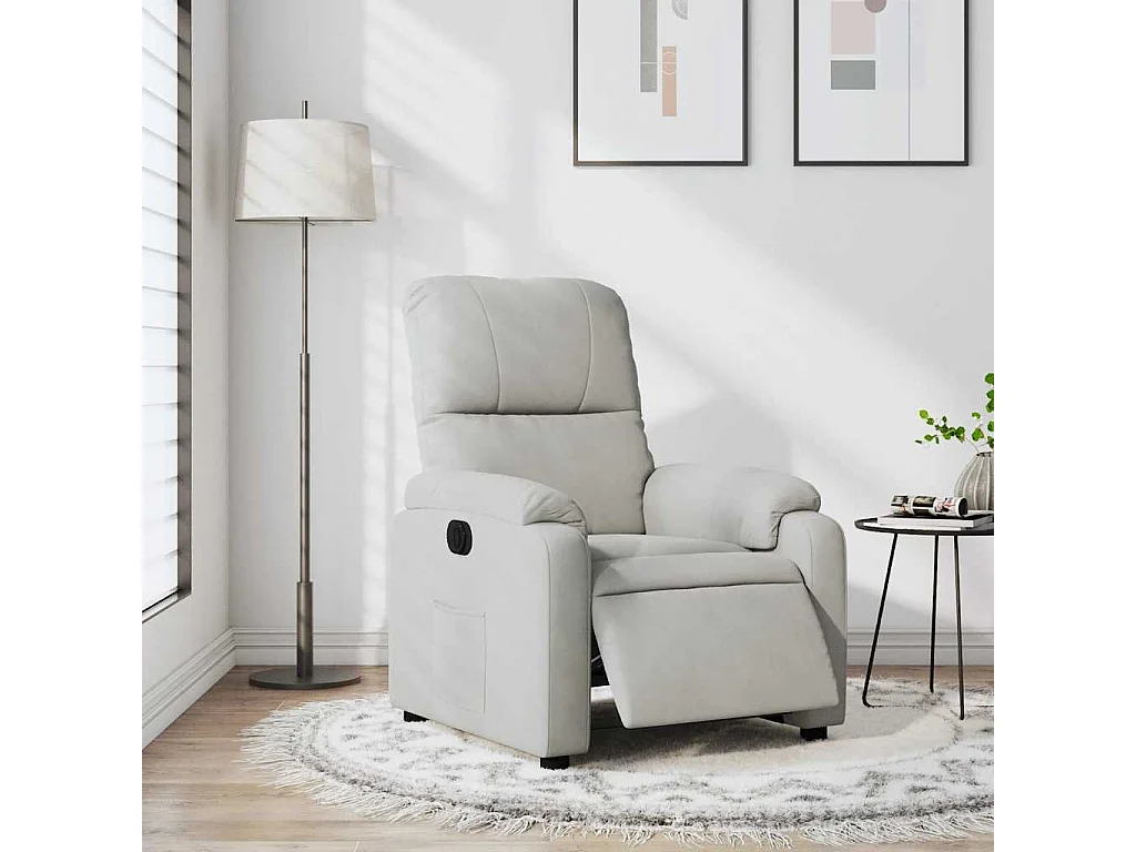 Relaxsessel Elektrisch | Lounge Sessel indoor Hellgrau Mikrofasergewebe SHL57353