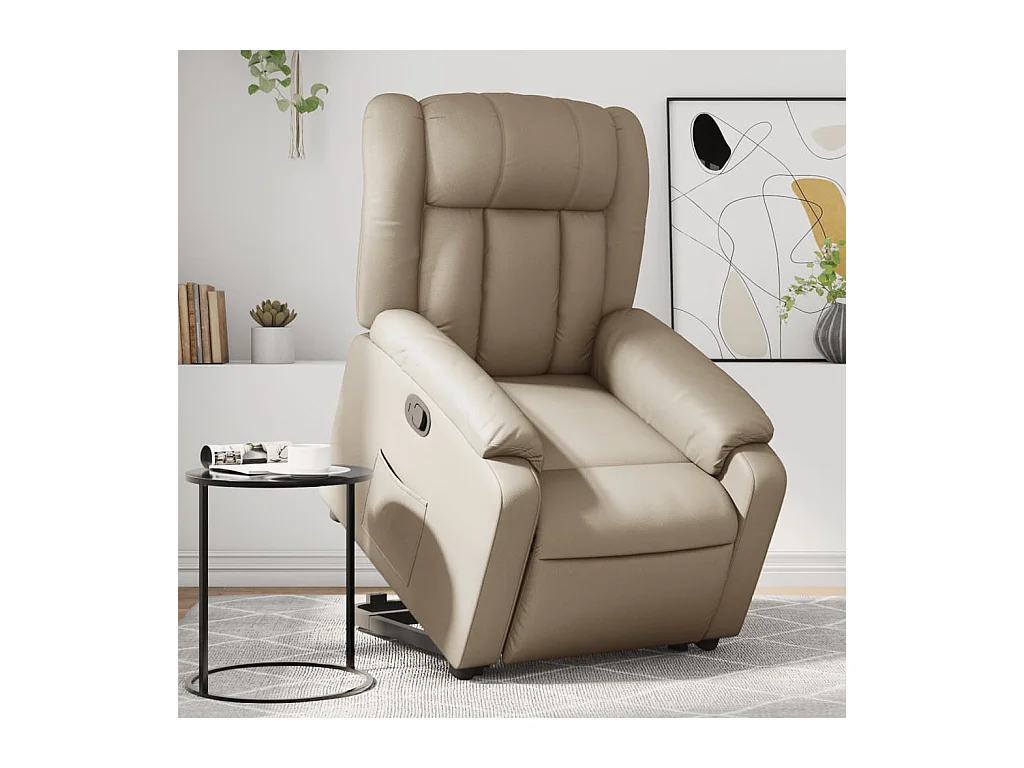 Sillón de relax | Sillón reclinable elevable cuero artificial color capuchino SHL8461