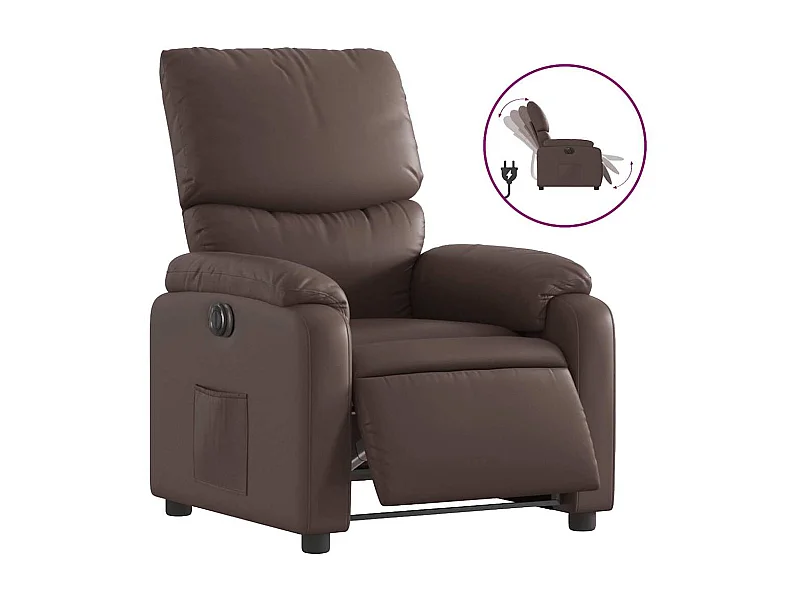 Fauteuil inclinable électrique-Chaise de relax-Fauteuil salon Marron Similicuir SHL1353