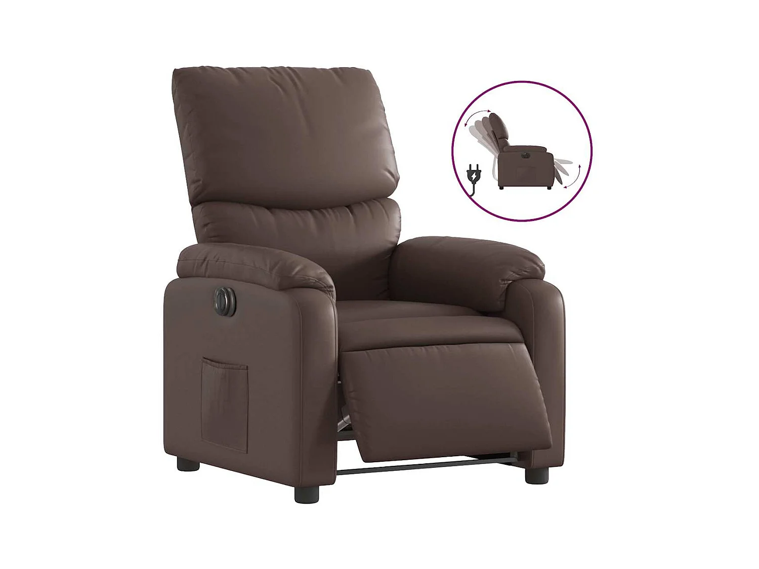Fauteuil inclinable électrique-Chaise de relax-Fauteuil salon Marron Similicuir SHL1353