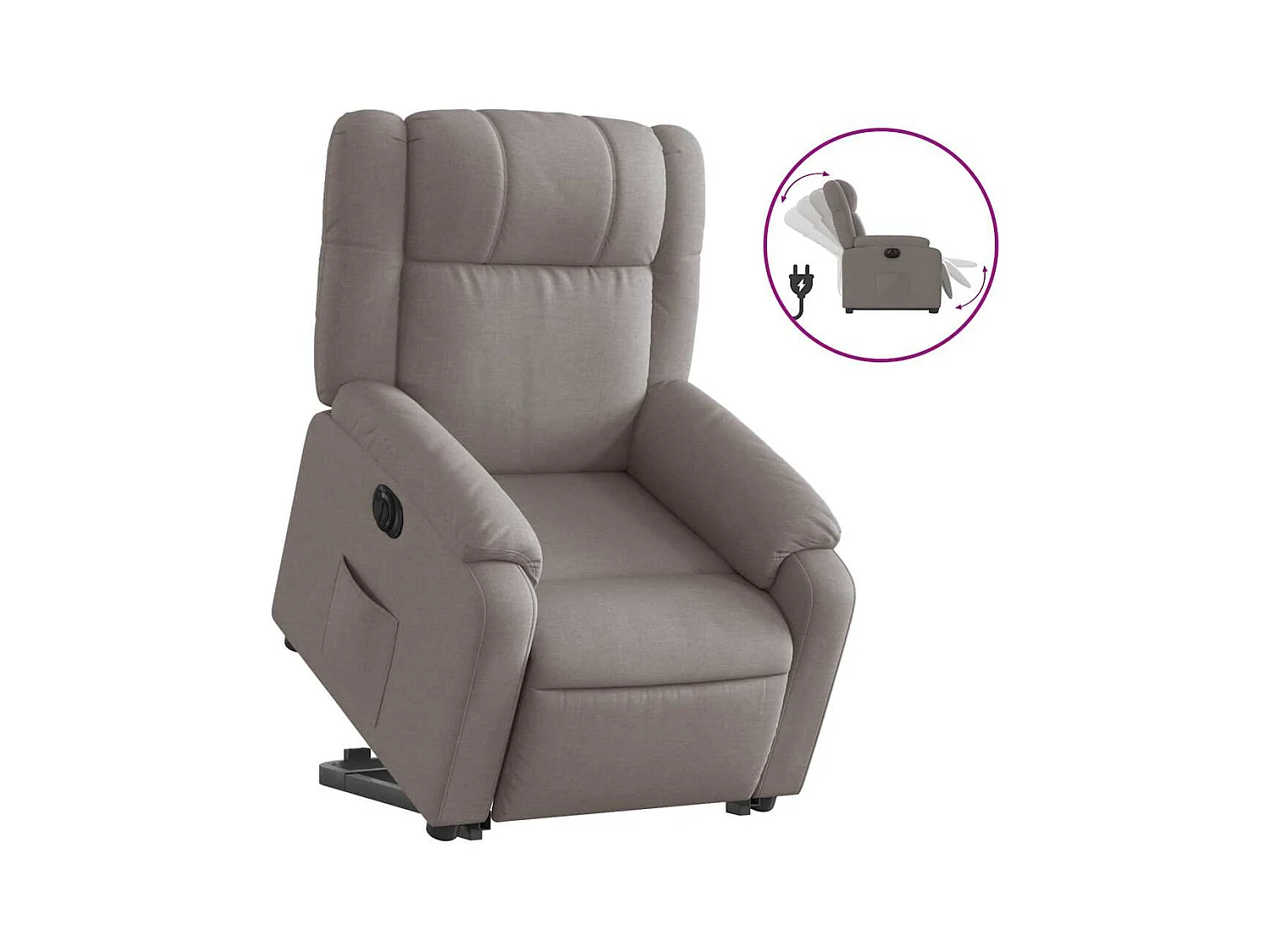 Silla de relax | Sillón eléctrico reclinable elevable de tela gris taupe SHL7145