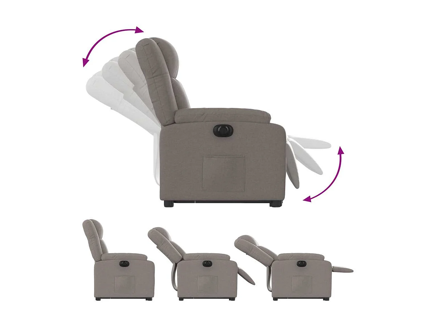 Silla de relax | Sillón eléctrico reclinable elevable de tela gris taupe SHL7145