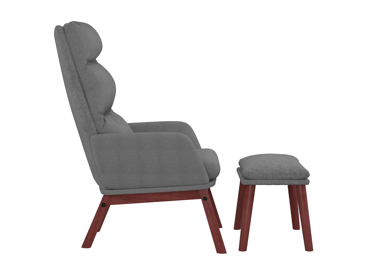 Chaise de relaxation moderne avec tabouret-Fauteuil de Salon Gris clair Tissu SHL3199