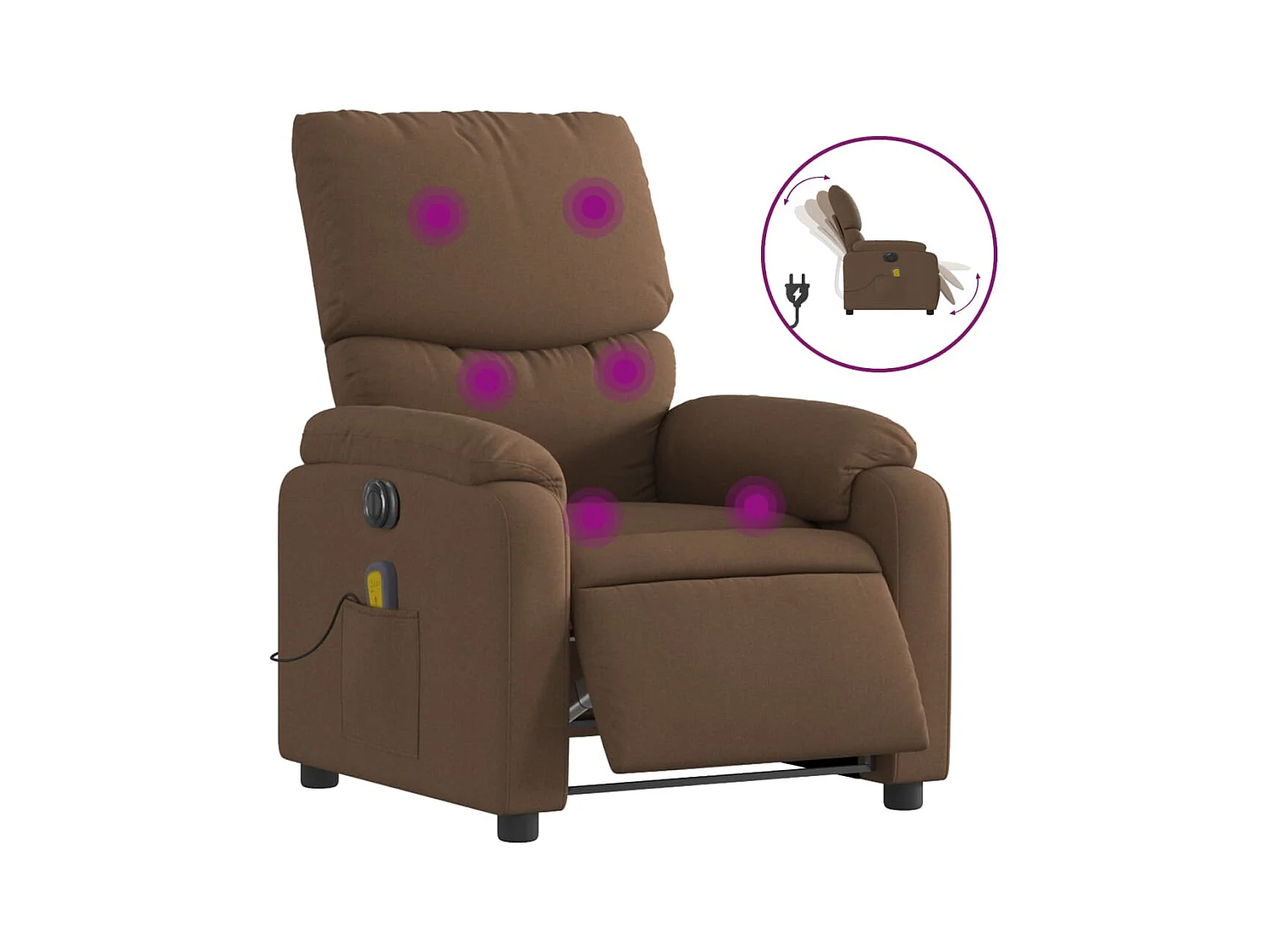 Fauteuil inclinable électrique-Chaise-Fauteuil de Massage marron tissu SHL2837