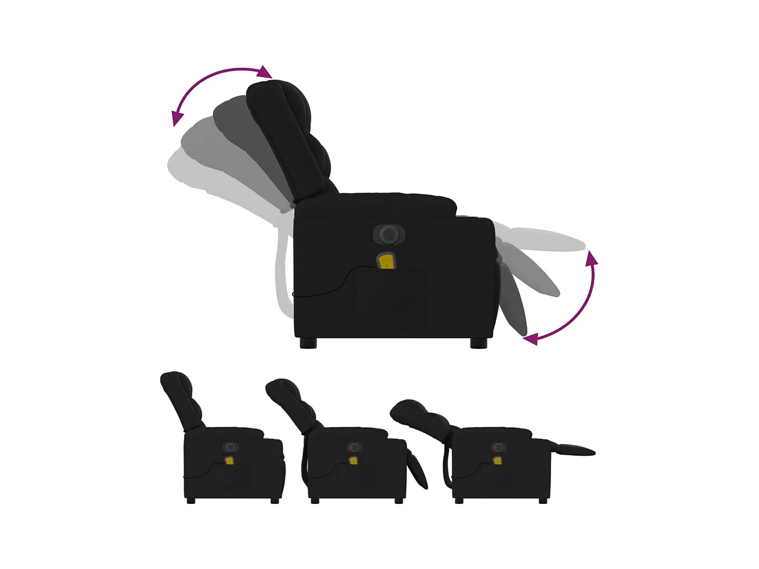 Sillón de relax | Sillón reclinable de masaje eléctrico tela negro SHL2041