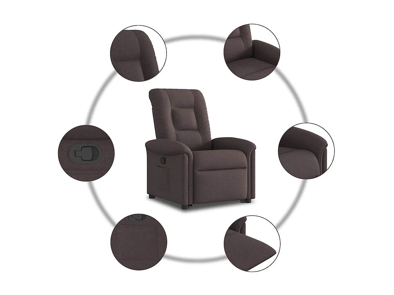 Fauteuil inclinable-Chaise de relax-Fauteuil TV marron foncé tissu SHL1351