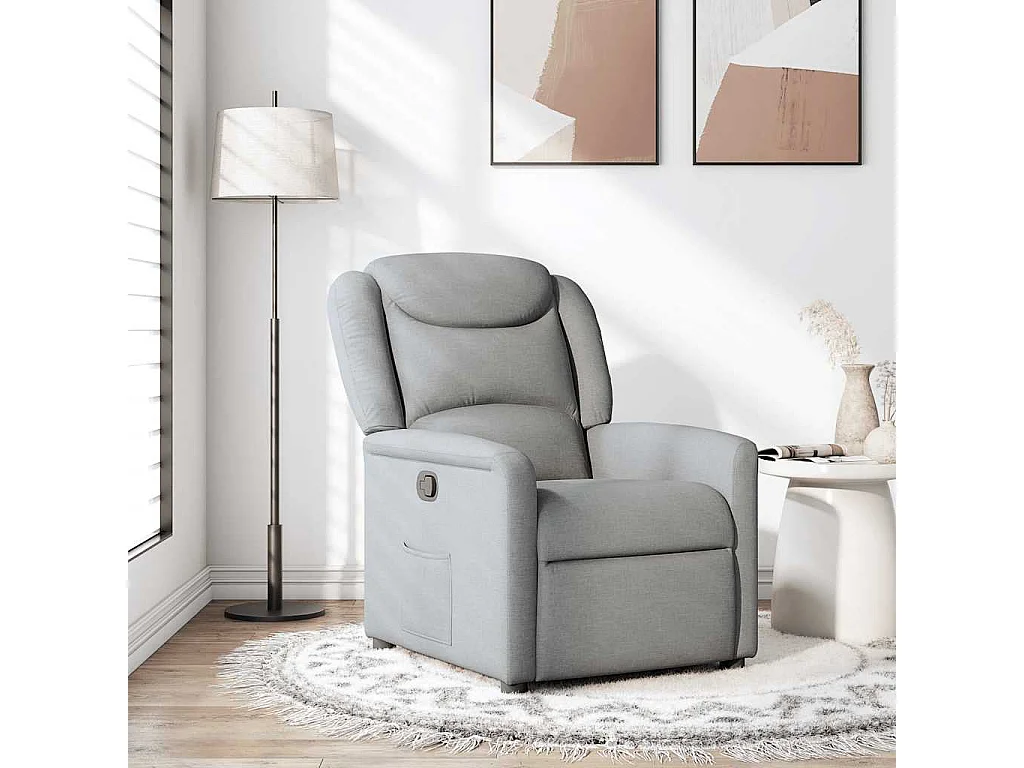 Relaxstoel | Fauteuil verstelbaar stof lichtgrijs