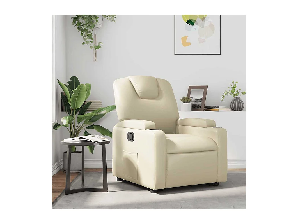 Sillón de relax | Sillón reclinable de cuero sintético crema SHL5201