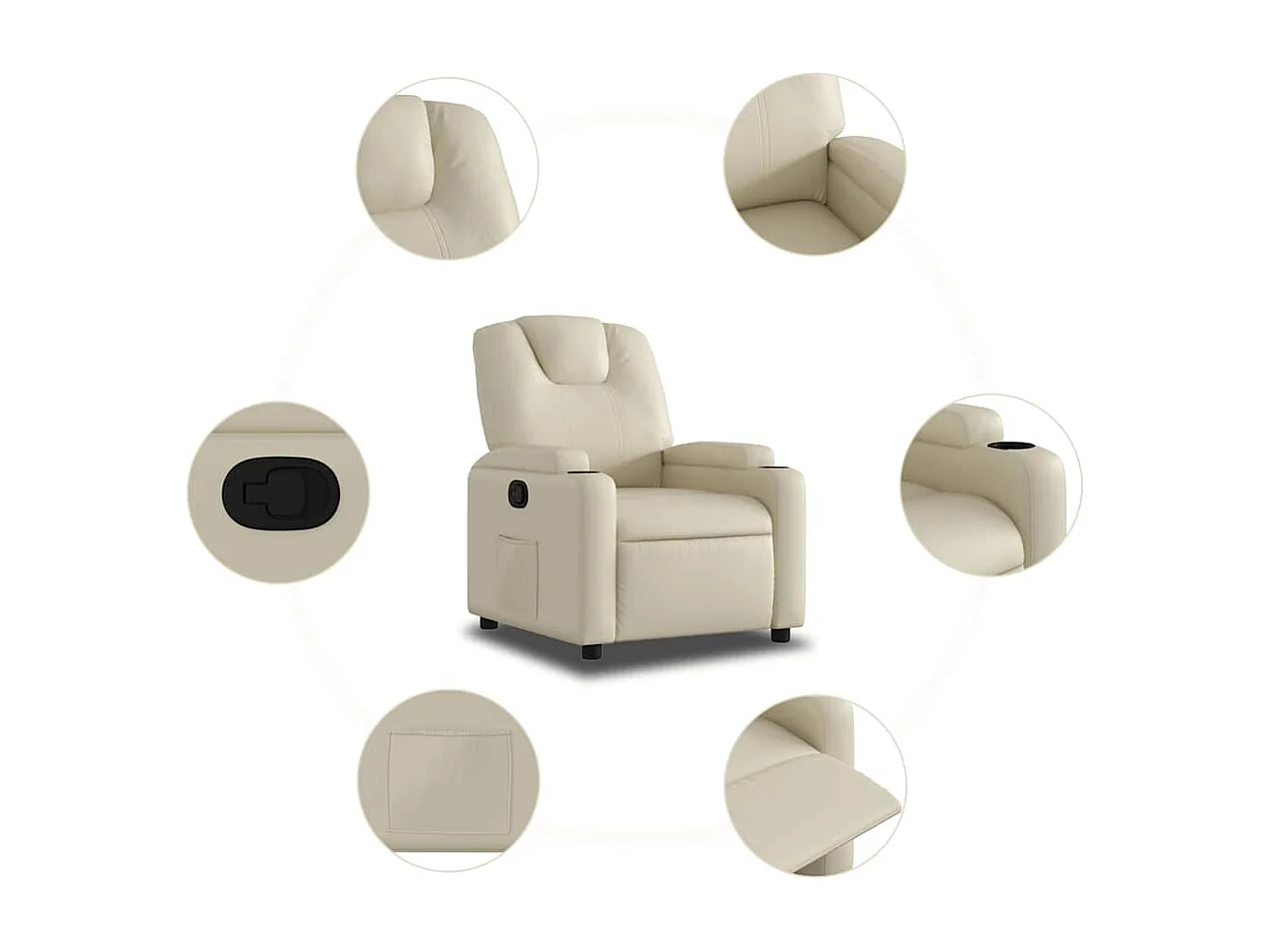 Relaxsessel | Lounge Sessel für Wohnzimmer Creme Kunstleder SHL9999