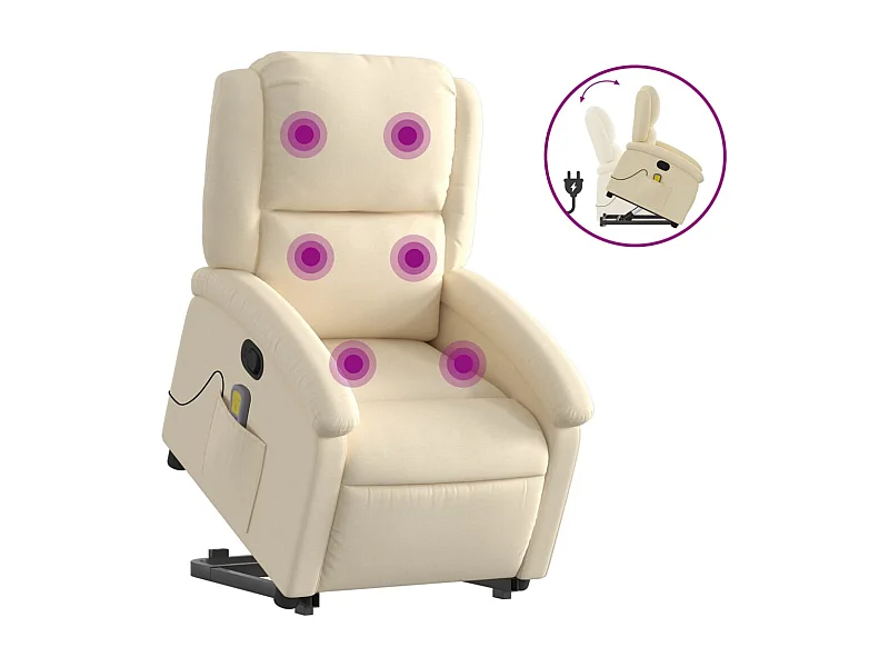 Silla de masaje reclinable de pie de tela color crema SHL4462