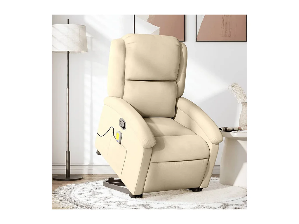 Silla de masaje reclinable de pie de tela color crema SHL4462