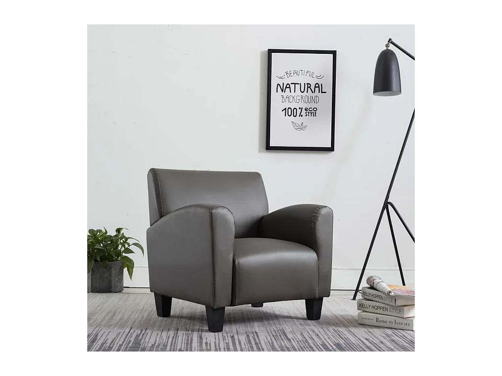 Sillón | Silla de cuero sintético gris SHL4929